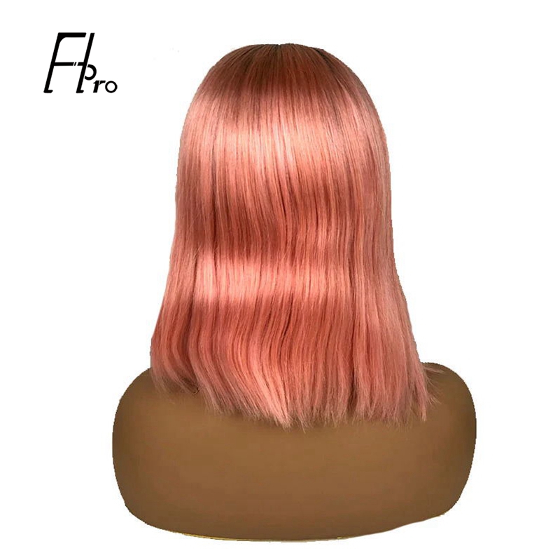 Pink Bob Wig 180% Density Straight 13×4 Lace Front Human Hair Wig Natural Hairline